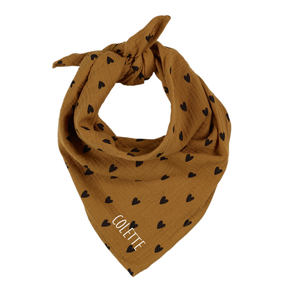 Lange/foulard gaze de coton - Coeurs camel