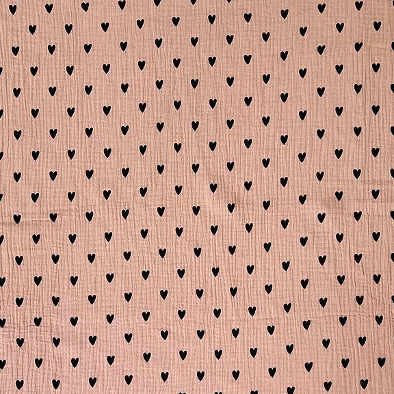 Lange/petit foulard gaze de coton - Coeurs rose