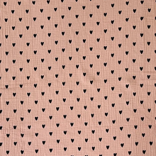 Lange/petit foulard gaze de coton - Coeurs rose