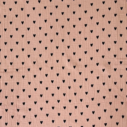 Lange/petit foulard gaze de coton - Coeurs rose
