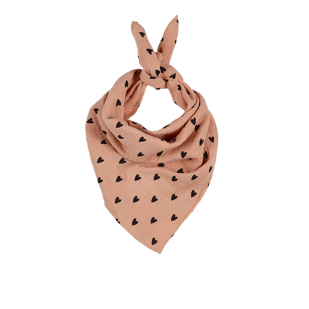 Lange/petit foulard gaze de coton - Coeurs rose