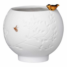 Photophore porcelaine - Oiseau doré