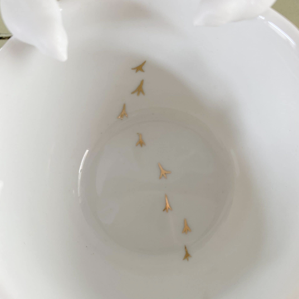 Coupelle trio d'oiseaux - Porcelaine
