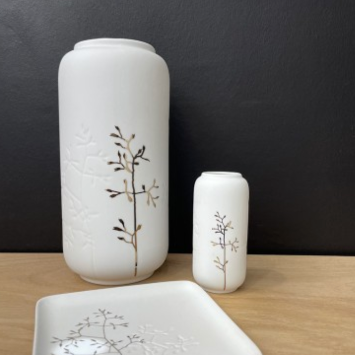 Mini vase - Branche fleur dorée