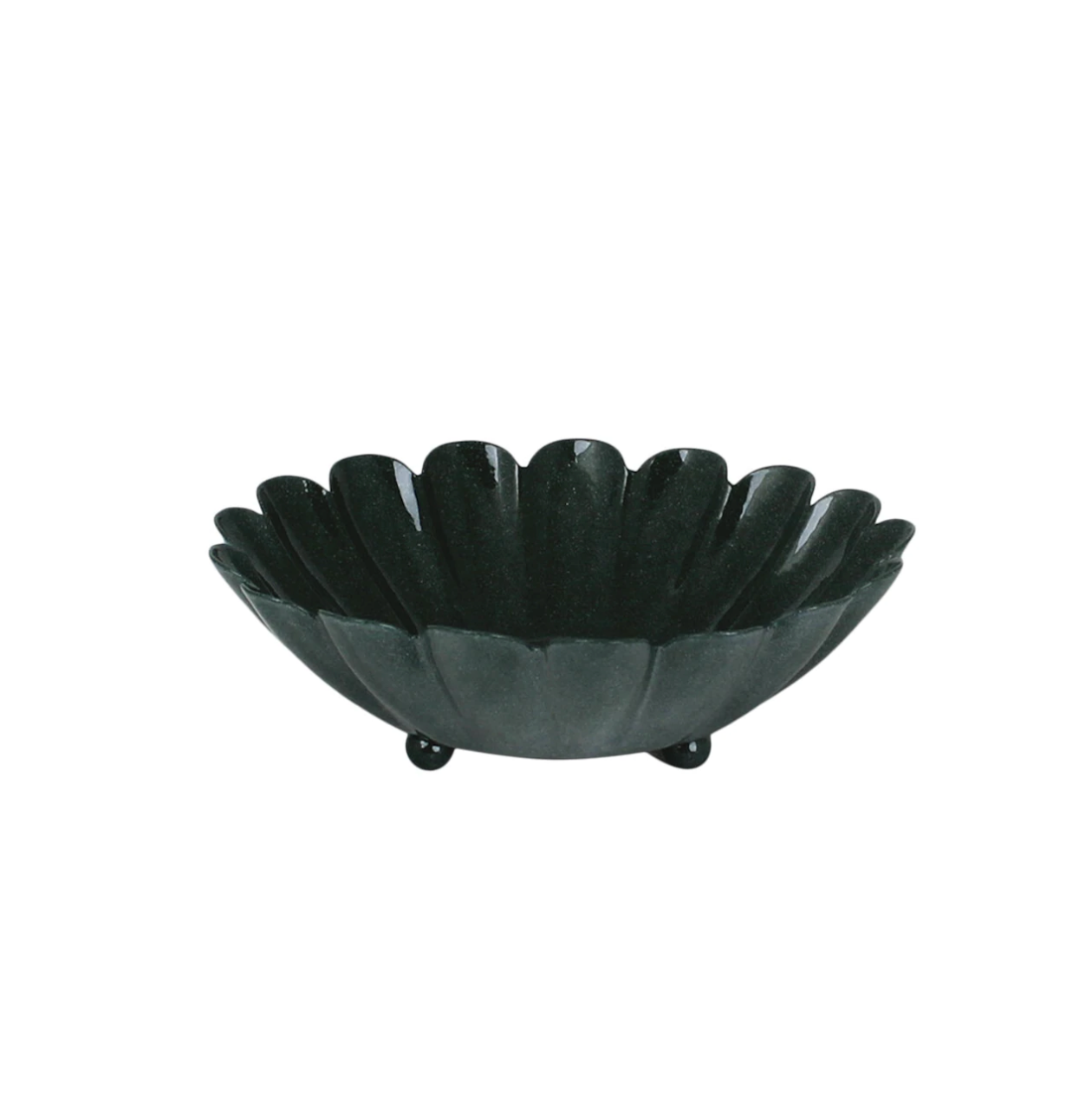 Coupelle fleur vert foncé en métal - S