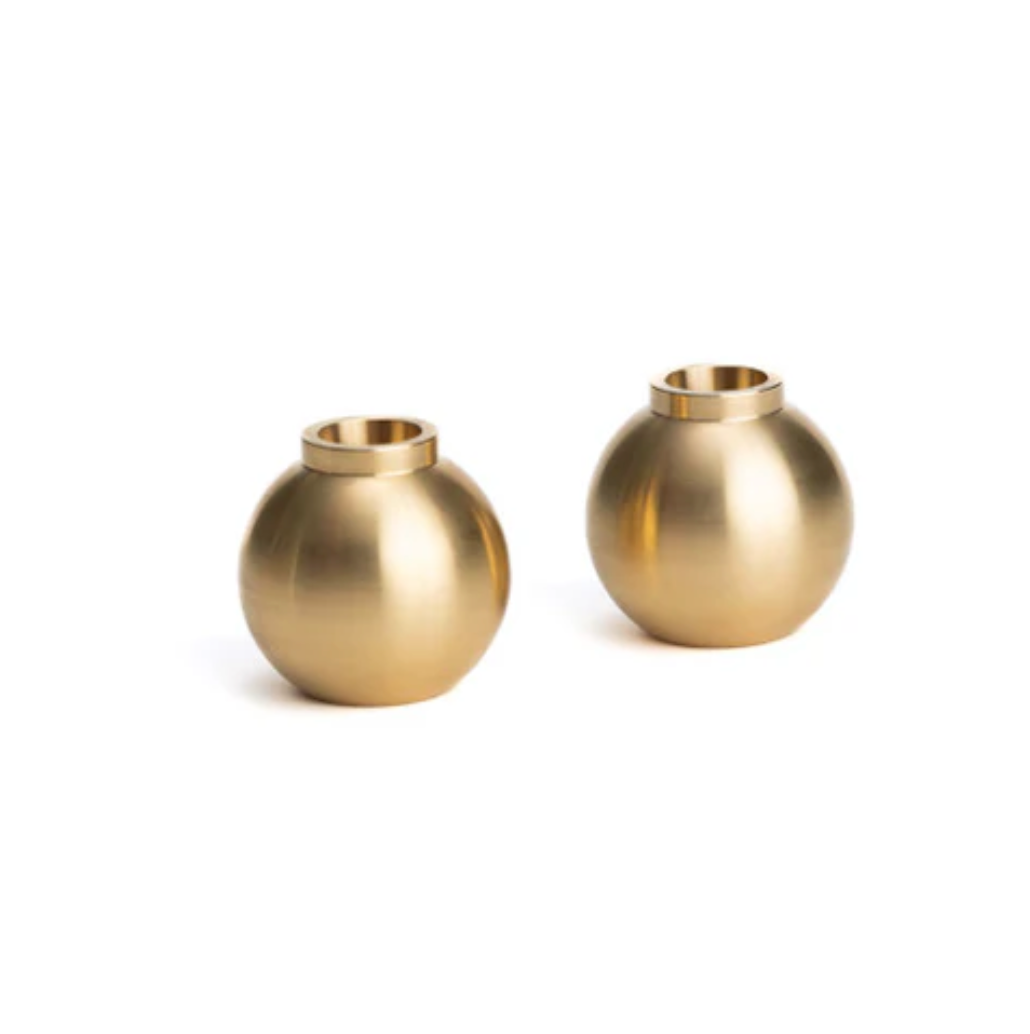 Lot de 2 bougeoirs sphères "fleuriste" - Laiton