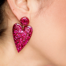 Boucles d'oreilles coeur Claire - Fuchsia