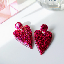 Boucles d'oreilles coeur Claire - Fuchsia