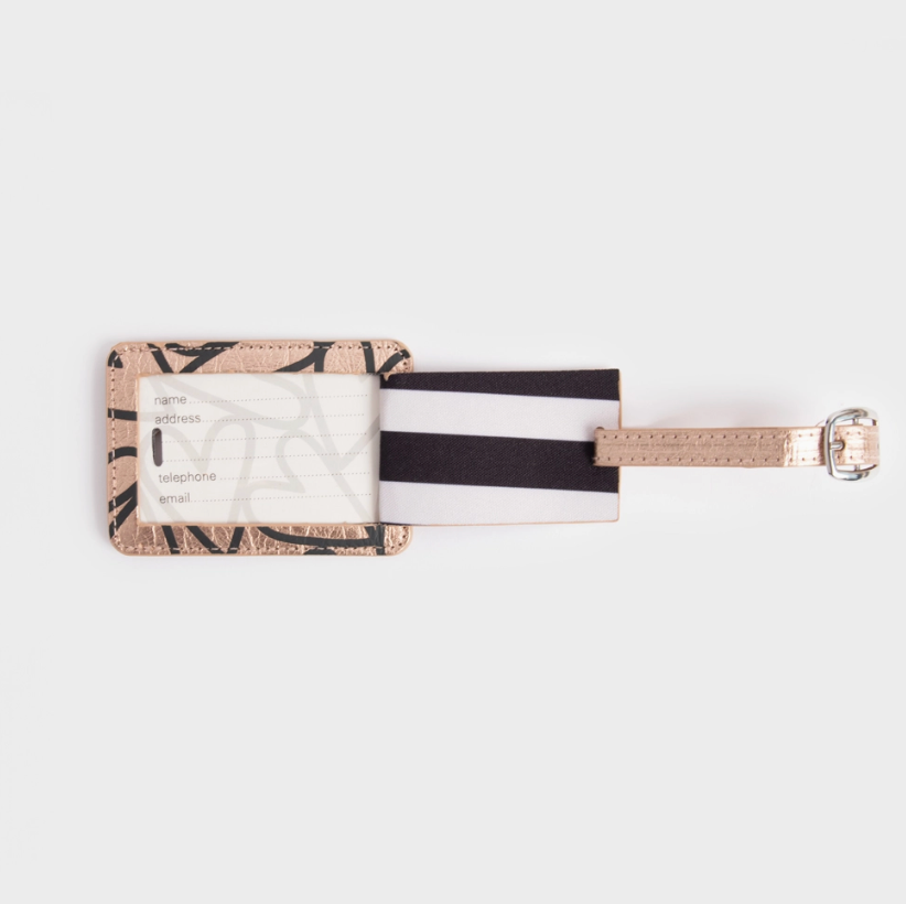 Étiquette à bagage et ses coeurs noirs - Rosé