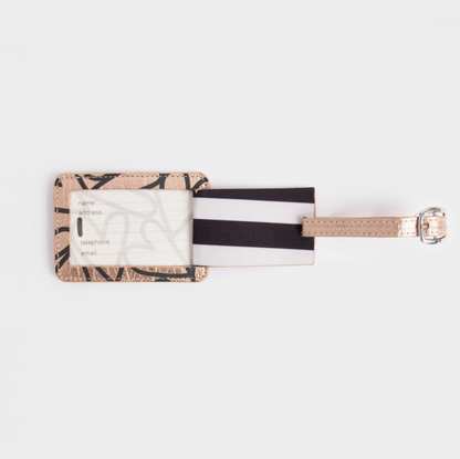 Étiquette à bagage et ses coeurs noirs - Rosé
