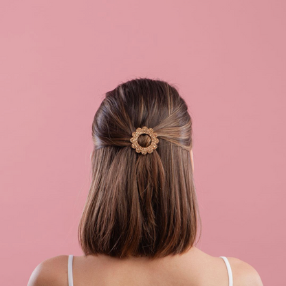 Barrette ronde sunflower - Bronze pailleté