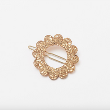 Barrette ronde sunflower - Bronze pailleté