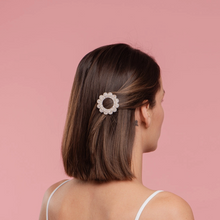 Barrette ronde sunflower - Nacre pailleté