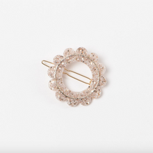 Barrette ronde sunflower - Nacre pailleté