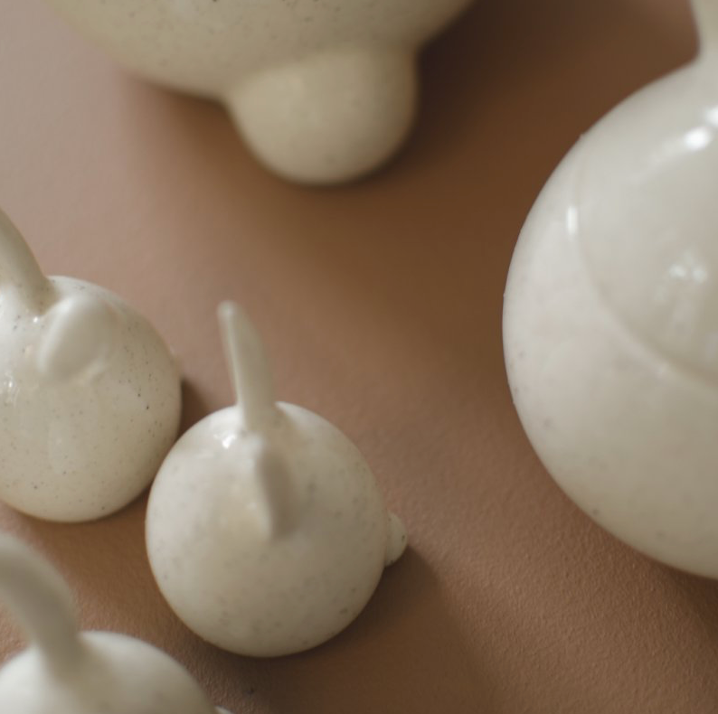 Trio de lapins en céramique - Vanille