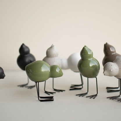 Duo d'oiseaux en céramique - Vert
