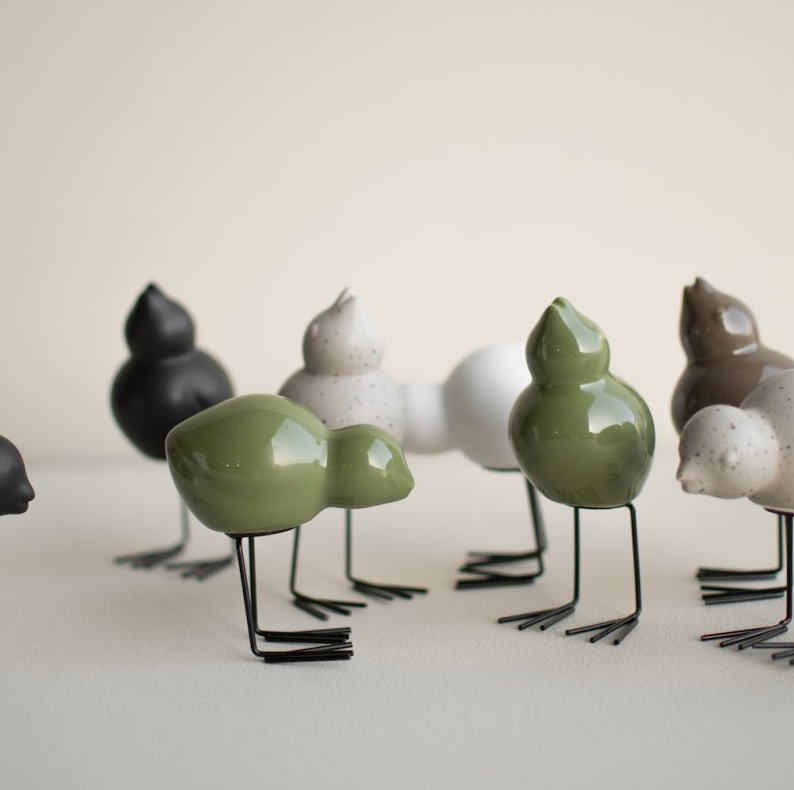Duo d'oiseaux en céramique - Blanc