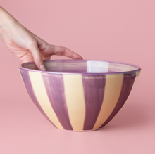 Saladier en céramique - Rayures lilas & jaune