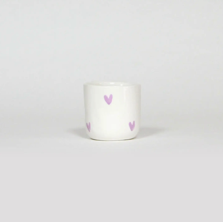 Tasse en faïence - Coeurs lilas