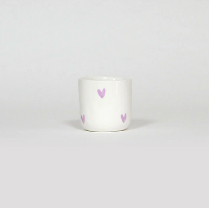 Tasse en faïence - Coeurs lilas