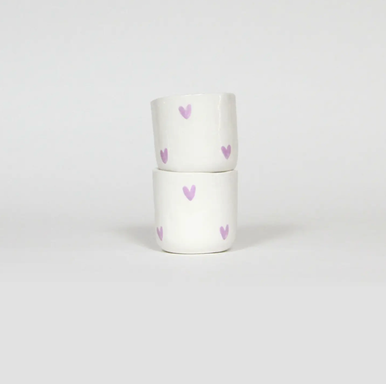 Tasse en faïence - Coeurs lilas