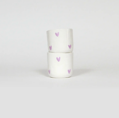 Tasse en faïence - Coeurs lilas