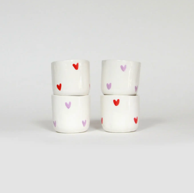 Tasse en faïence - Coeurs lilas