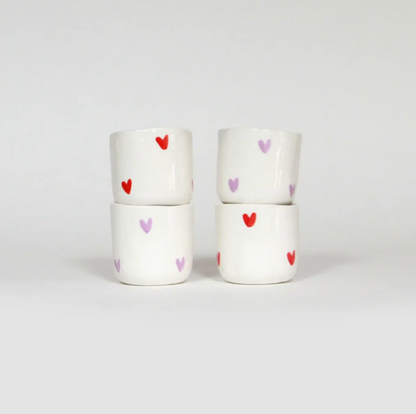 Tasse en faïence - Coeurs lilas