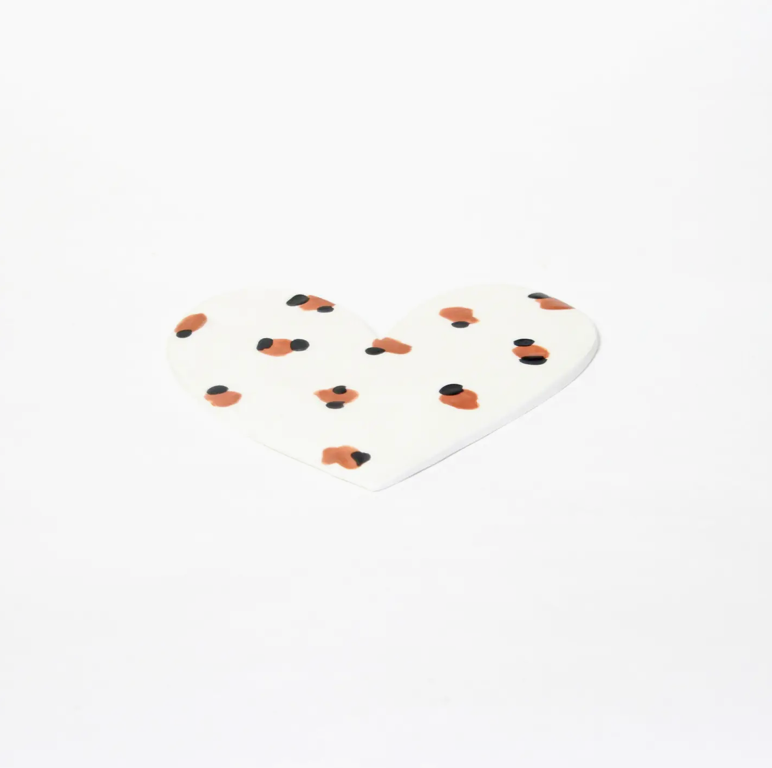 Dessous de plat en faïence - Coeur léopard