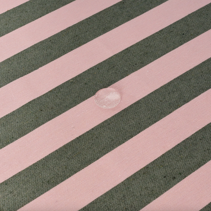 Nappe jacquard rayée imperméable rose & vert mousse - 160 x 250cm