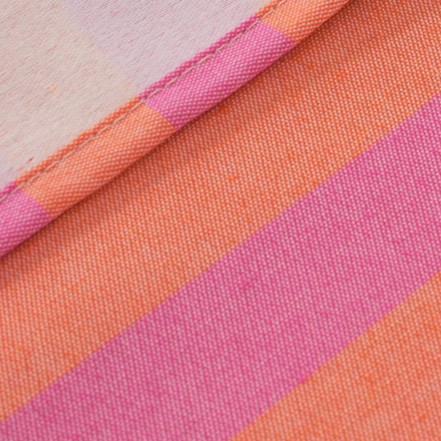 Nappe jacquard rayée imperméable fuchsia & orange - 160 x 250cm