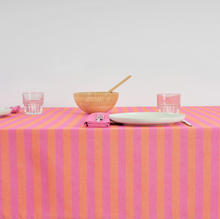 Nappe jacquard rayée imperméable fuchsia & orange - 160 x 250cm