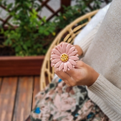 Fleur de gerbera en céramique - Rose