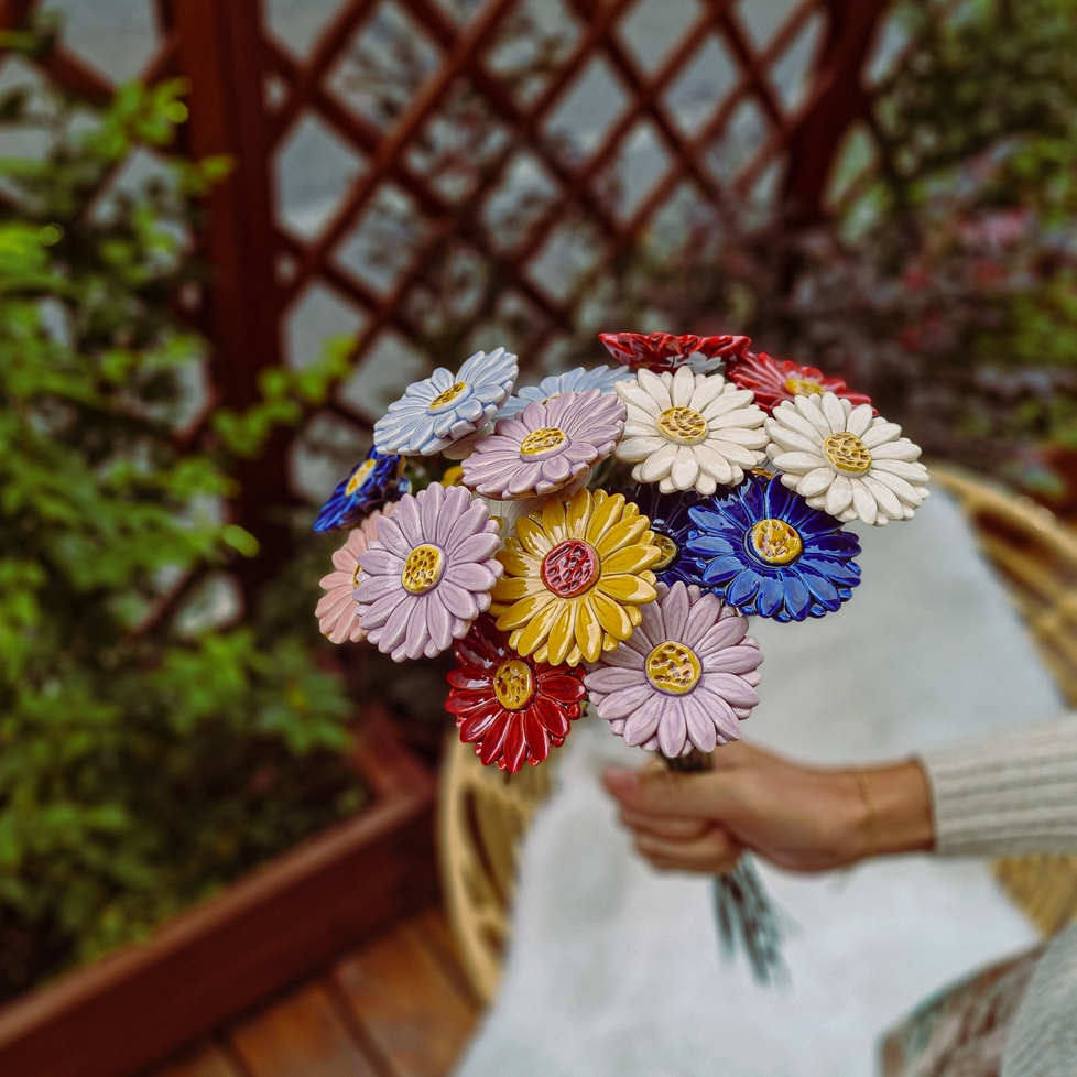 Fleur de gerbera  en céramique - Lilas