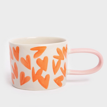 Mug coeurs - Ecru, orange et rose