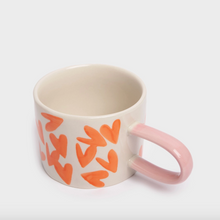 Mug coeurs - Ecru, orange et rose