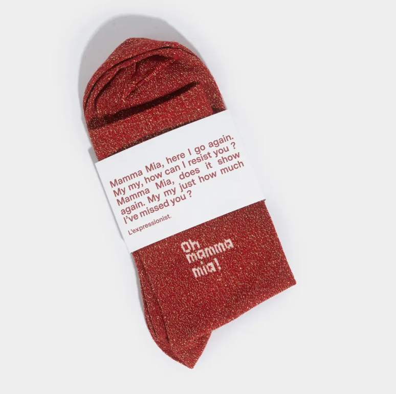 Chaussettes paillettes rouge - Mamma mia