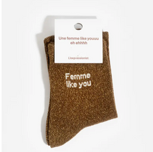 Chaussettes paillettes bronze - Femme like u