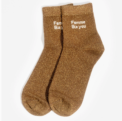 Chaussettes paillettes bronze - Femme like u