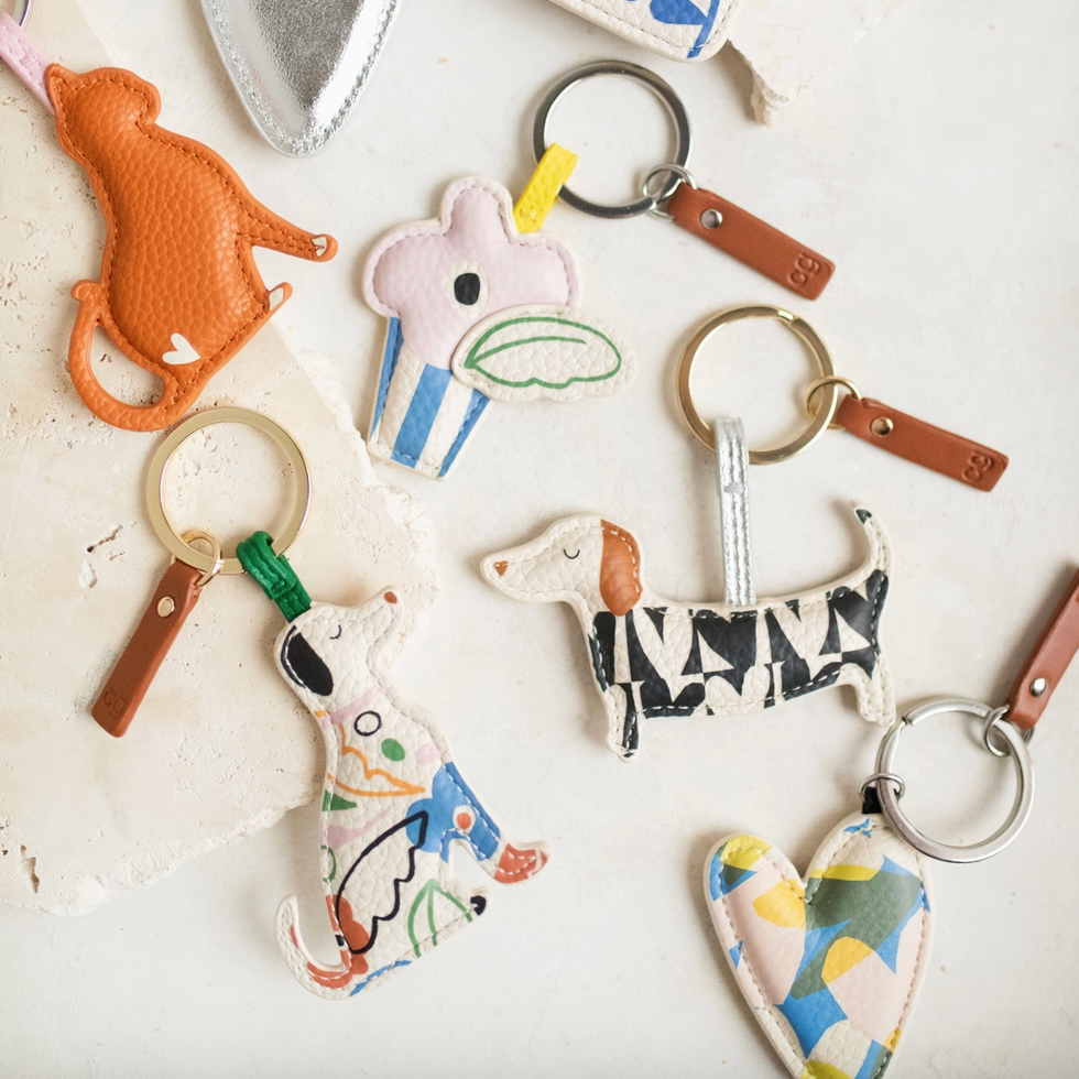 Porte-clés - Chien labrador fleuri