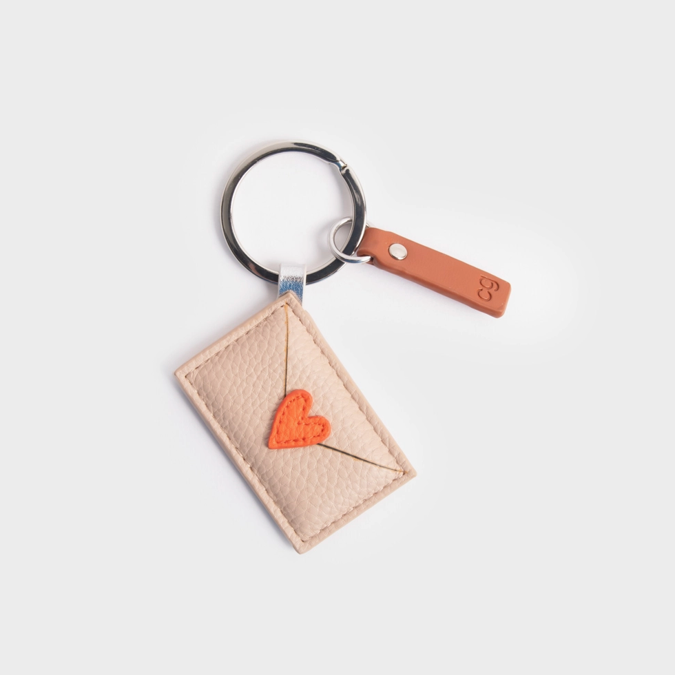 Porte-clés - Enveloppe coeur orange