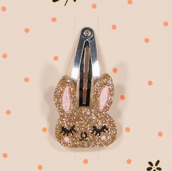 Barrette - Lapin paillettes dorées