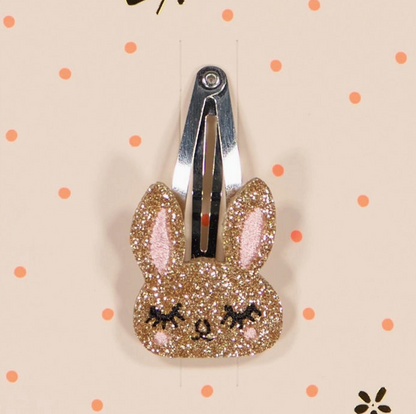 Barrette - Lapin paillettes dorées