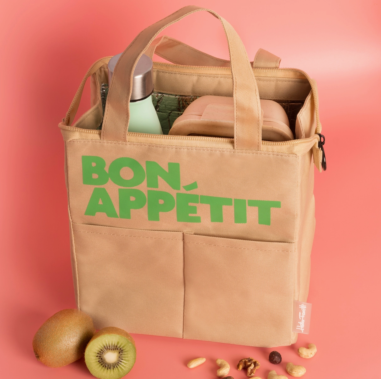 Sac isotherme "Bon Appétit" - Beige & Vert