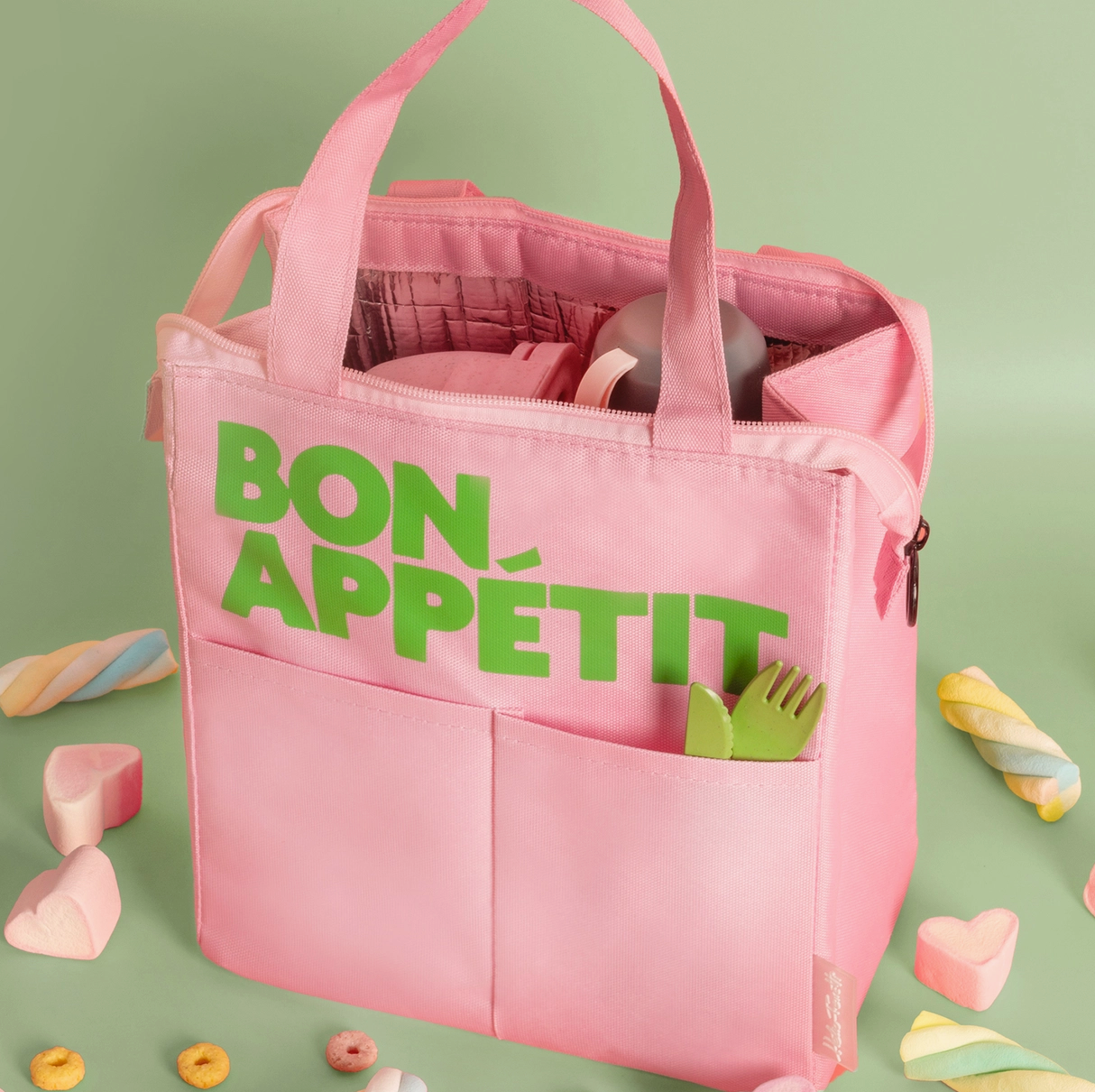 Sac isotherme "Bon Appétit" - Rose & Vert