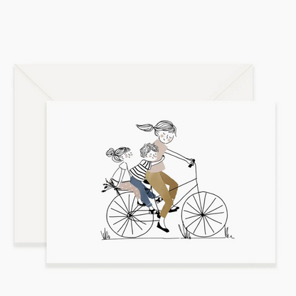 Carte - Vélo maman, fille et garçon