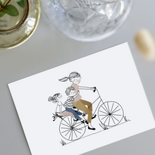 Carte - Vélo maman, fille et garçon