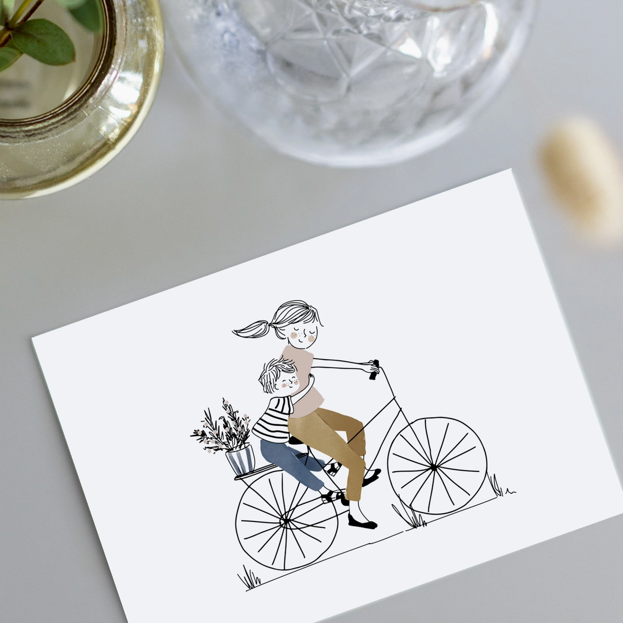 Carte - Vélo maman et garçon