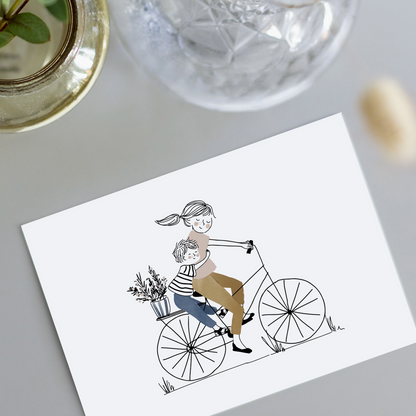 Carte - Vélo maman et garçon