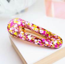 Barrette triangle - Paillettes roses sunset
